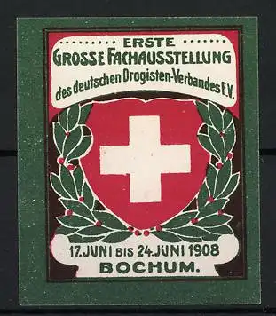 Reklamemarke Bochum, Erste Grosse Fachausstellung, Schweizer Kreuz, 1908