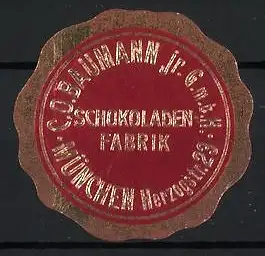 Reklamemarke München, Schokoladenfabrik, Siegelmarke C. &amp O. Baumann jr. GmbH