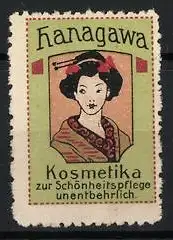 Reklamemarke Hanagawa Kosmetika, Geisha-Porträt