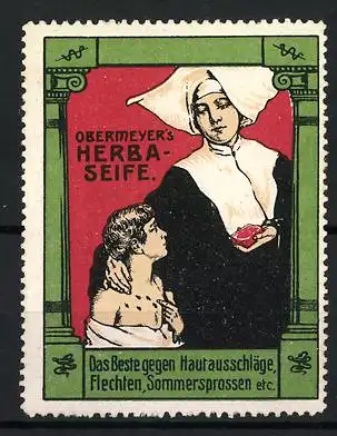 Reklamemarke Obermeyer`s Herba-Seife, Nonne mit Kind