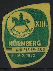 Reklamemarke Nürnberg, Internationale Spielwarenmesse 1962, Spielzeugpferd