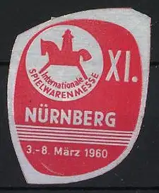 Reklamemarke Nürnberg, Internationale Spielwarenmesse 1960, Schaukelpferd