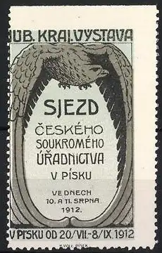 Reklamemarke Písek, Sjezd Ceského soukromého úradnictva, Adler, 1912