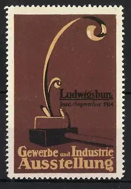 Reklamemarke Ludwigsburg, Gewerbe und Industrie Ausstellung 1914, Hammer und Hobel