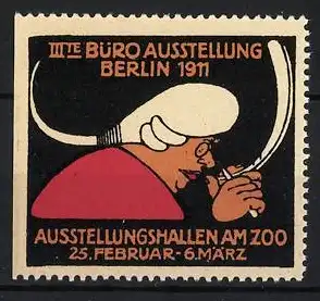 Reklamemarke Berlin, III. Büro Ausstellung 1911, Ausstellungsbesucher im Profil