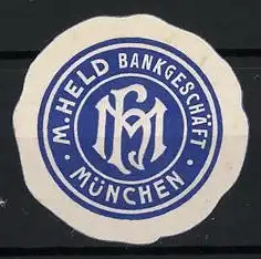 Reklamemarke München, M. Held Bankgeschäft, Monogramm MH