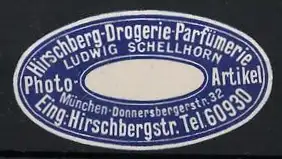 Reklamemarke München, Hirschberg-Drogerie-Parfümerie, ovales Emblem