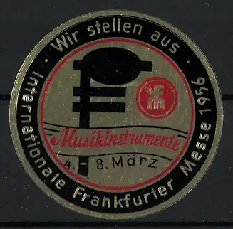 Reklamemarke Frankfurt, Musikinstrumente 1956, Notenschlüssel