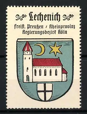 Reklamemarke Lechenich, Freist. Preussen /Rheinprovinz, Kirche mit Mond und Stern