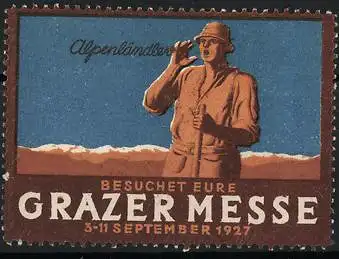 Reklamemarke Graz, Besuchet Eure Grazer Messe 1927, Alpenländler