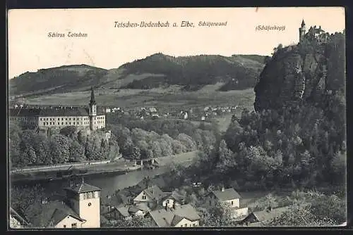 AK Tetschen-Bodenbach, Schloss Tetschen und Schäferkopf