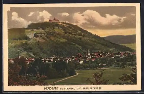 AK Neustadt im Odenwald, Gesamtansicht mit der Burg Breuberg