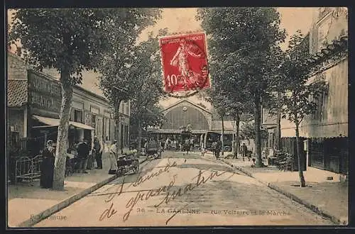 AK La Garenne, rue Voltaire et le Marché