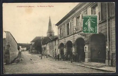 AK Stainville /Meuse, La Mairie et l`Eglise