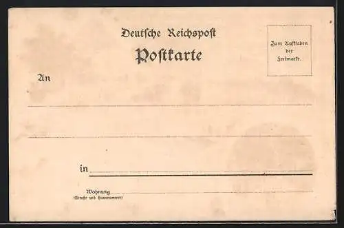 Lithographie Kreuz a. Ostbahn, Bahnhof mit Bahnsteig, Post, Bahnhofstrasse