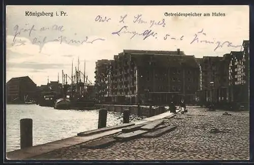 AK Königsberg, Gedreidespeicher am Hafen