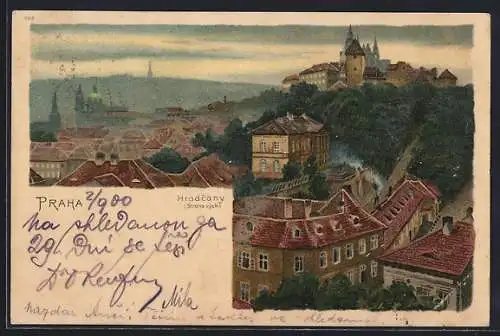 Künstler-AK Praha, Hradcany, Blick über die Dächer