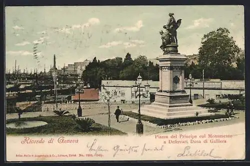 AK Genova, Piazza del Principe col Monumento a Deferrari Duca di Galliera