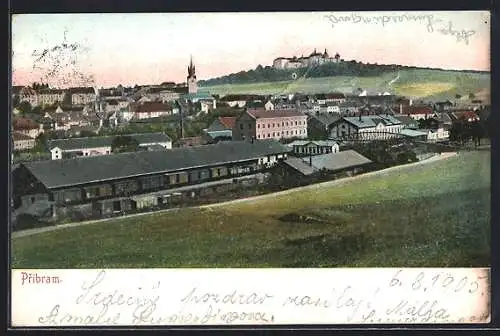 AK Pribram, Ortsansicht mit Schloss