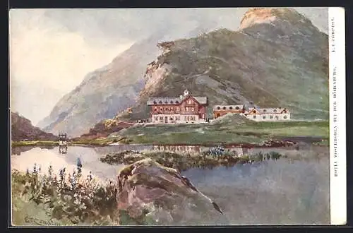 Künstler-AK Edward Theodore Compton: Hotel Moserboden mit der Höhenburg