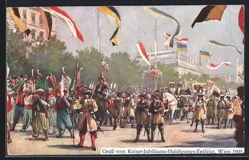 AK Kaiser-Jubiläums-Huldigungs-Festzug, Wien 1908