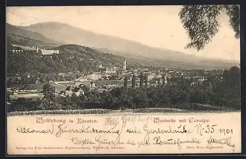 AK Wolfsberg /Kärnten, Westseite der Ortschaft mit Coralpe