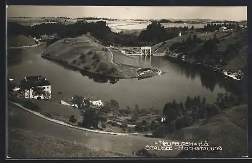 AK Neufelden, Stausee-Hochstauung, Blick auf den Ort