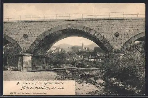 AK Mürzzuschlag, Durchblick auf die Heilandskirche