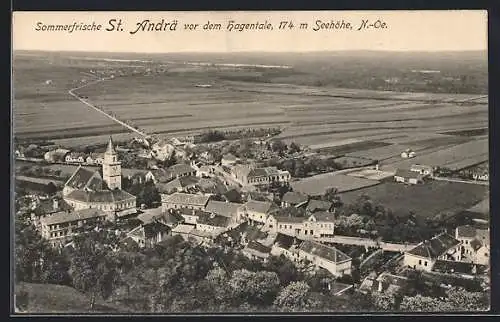 AK St. Andrä-Wördern, St. Andrä vor dem Hagenthale, Ortsansicht mit Feldern und Kirche