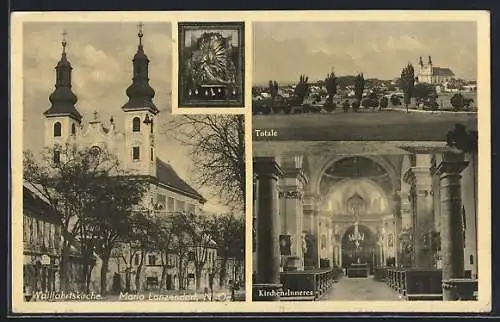 AK Maria Lanzendorf /N.-Oe., Wallfahrtskirche, Innenansicht, Totalansicht