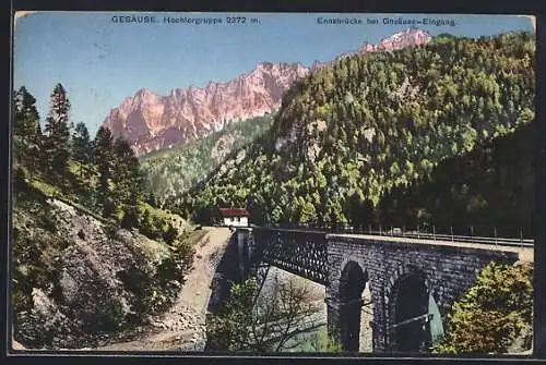 AK Gesäuse, Ennsbrücke beim Gesäuse-Eingang