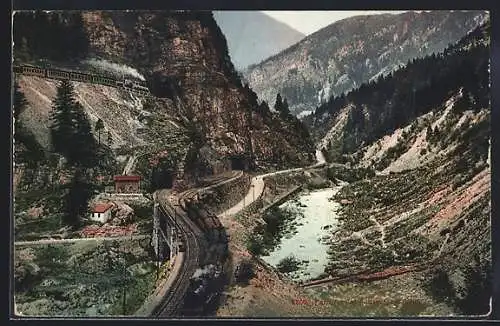 AK Faido, Ferrovia del Gottardo, schweizer Eisenbahn im Bergtal