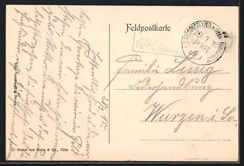 AK Portrait Kaiser Wilhelm II., Eichenlaub und Fahnen zu Kriegsostern 1915