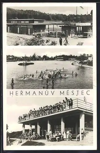 AK Hermanuv Mestec, Freibad mit Badegästen