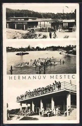 AK Hermanuv Mestec, Freibad mit Badegästen