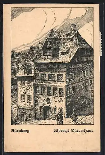 Künstler-AK Nürnberg, Albrecht Dürer-Haus aus der Vogelschau, Alt-Nürnberg