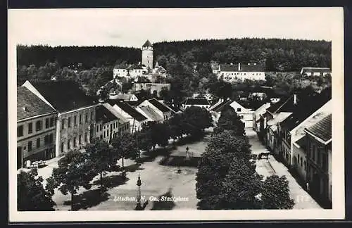 AK Litschau, Stadtplatz aus der Vogelschau