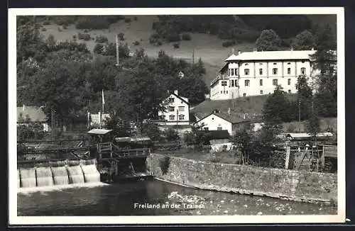 AK Türnitz, Freiland a. d. Traison, Ortspartie mit Wehr