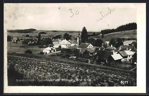 AK Gutenbrunn am Weinspergforst, Teilansicht mit Kirche