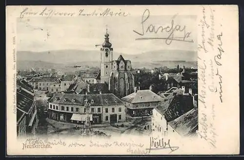 AK Neunkirchen, Strassenpartie mit Kirche