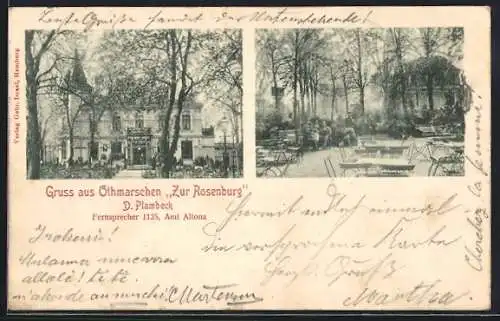 AK Hamburg-Othmarschen, Gasthaus Zur Rosenburg, Garten