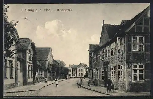 AK Freiburg a. d. Elbe, Partie in der Hauptstrasse