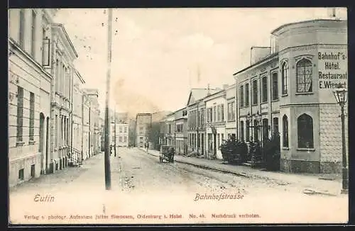 AK Eutin, Bahnhofstrasse mit Bahnhofs-Hotel