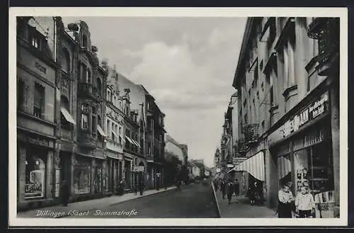 AK Dillingen / Saar, Stummstrasse mit Geschäften