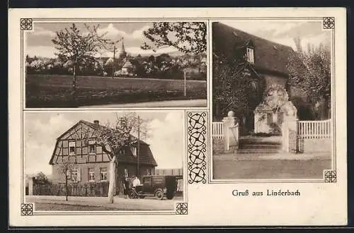 AK Linderbach, Gasthaus, Bäckerei, Teilansicht