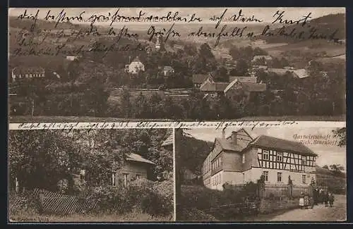 AK Unterrenthendorf, Totalansicht, Dr. Brehms Villa, Gastwirtschaft Rich. Starkloff