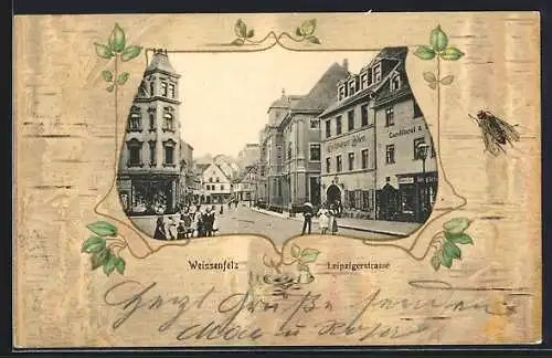 AK Weissenfels, Leipzigerstrasse mit Passanten