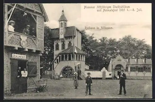 AK Husum / Nordsee, Stadtjubiläum u. Heimatsfest 1903, Althusum, Museum, Jungmühle mit festlich gekleideten Bürgern