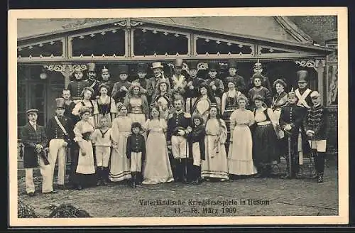 AK Husum / Nordsee, Vaterländische Kriegsfestspiele 1909, Festgesellschaft mit historischen Uniformen