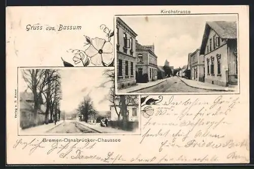 AK Bassum, Kirchstrasse, Bremen-Osnabrücker-Chaussee